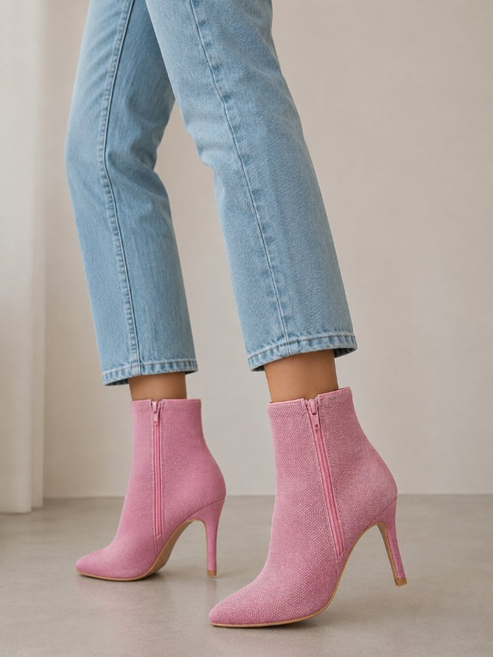 🩷. 2053. 🟰. Rhinestone Ankle Boots Glam Stiletto Heels Barbiecore Party Bootie